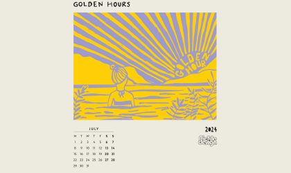 Download our calendar artwork featuring the times of the day in lino-cut style