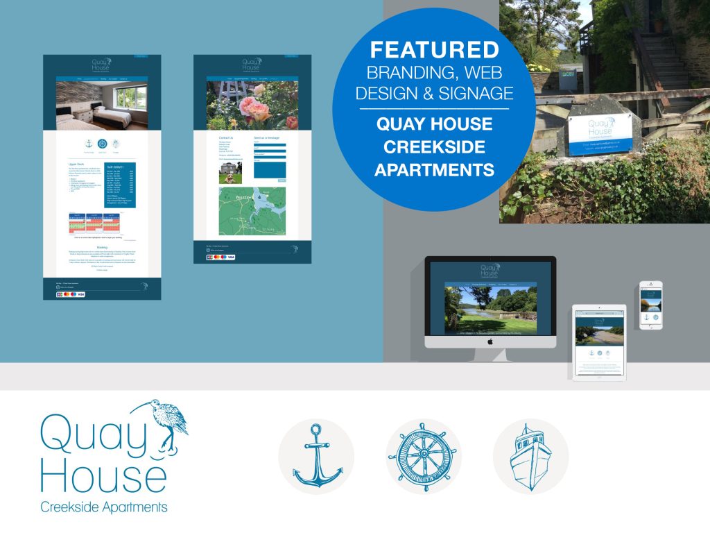 Logo, signage, website design for Quay House Creekside Apartments Near Padstow 