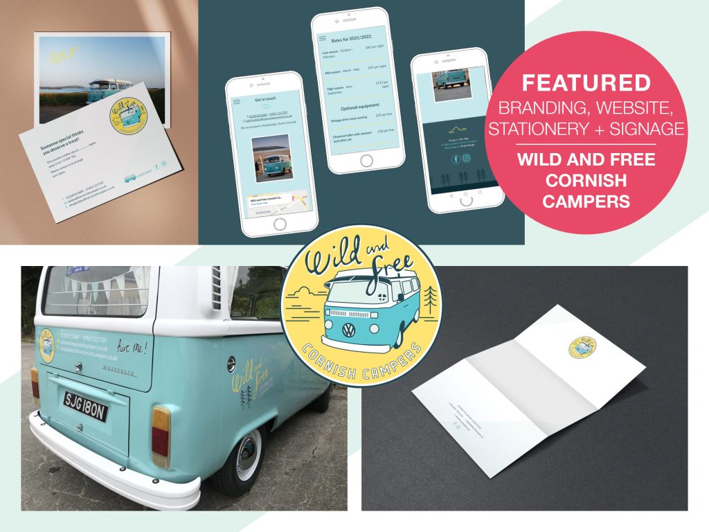 Branding, website and stationery for Wild and Free Cornish Campers