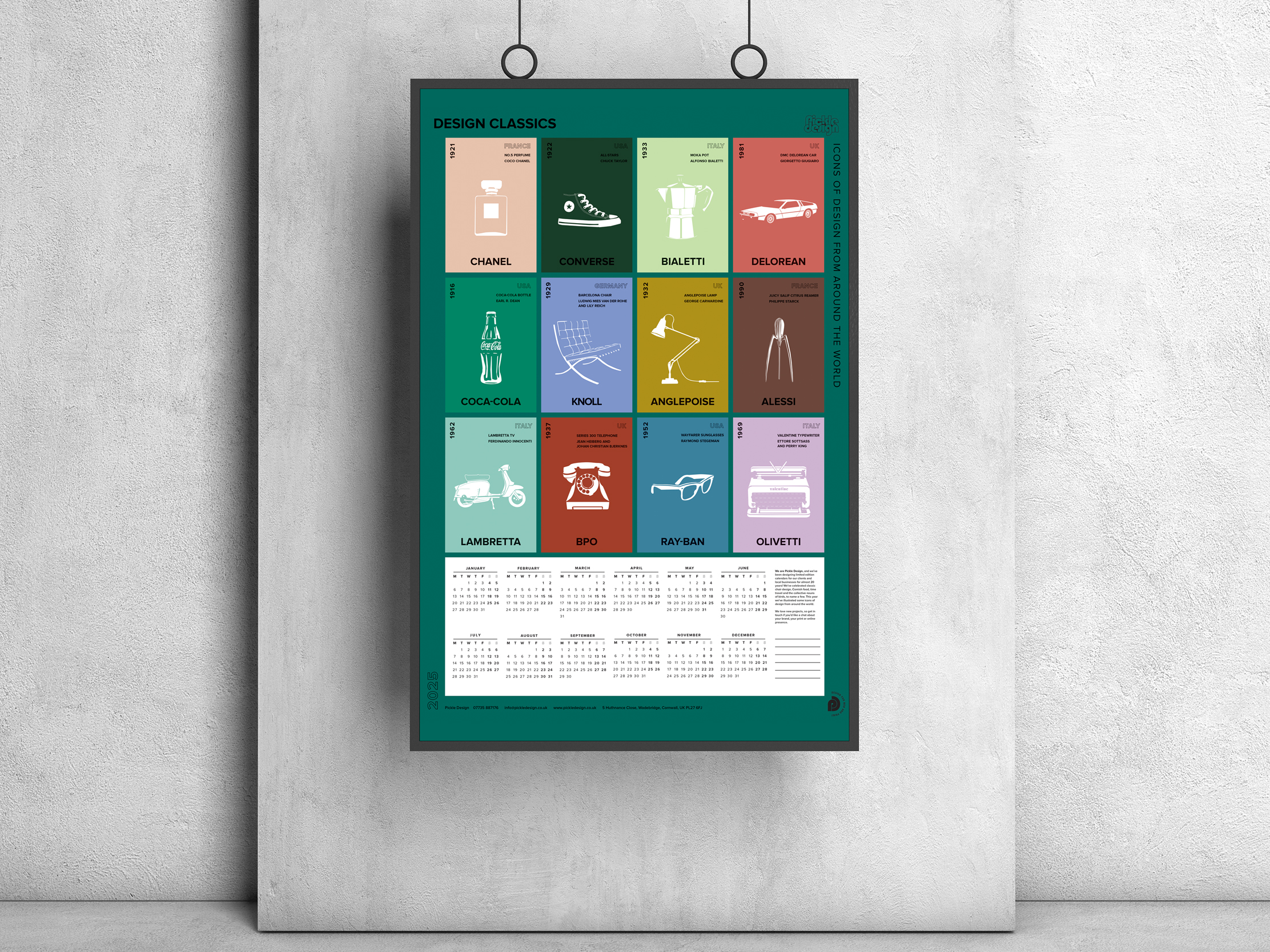 Our 2025 Poster Calendar featuring minimal illustration of iconic design