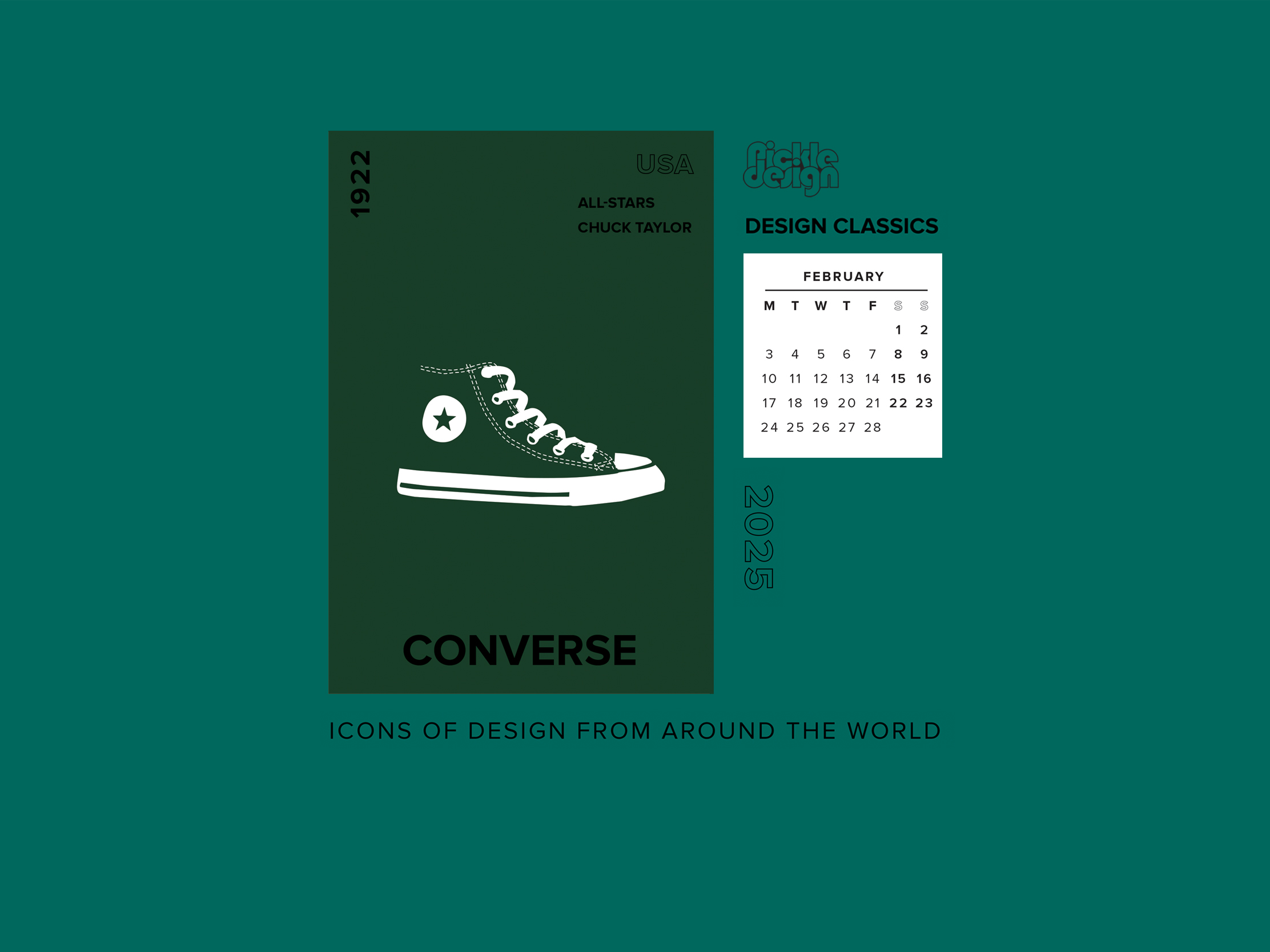 Download our February calendar featuring Converse All Star Shoes